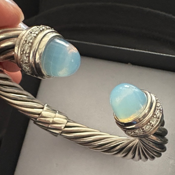 David Yurman Silver Bracelet with Diamonds Chalcedon  gems signed. FIRM $. - Picture 4 of 13